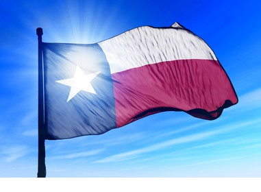 Texas Flag waving in wind